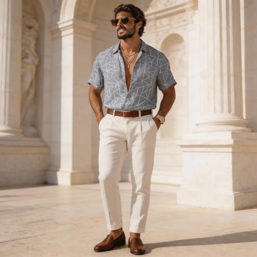 Image of Lymio Men Shirt || Men Embroidery Design Shirt || Half Slevee Shirt Men || Cotton Shirt (Available Also Packs) (Embro-Zigzag)