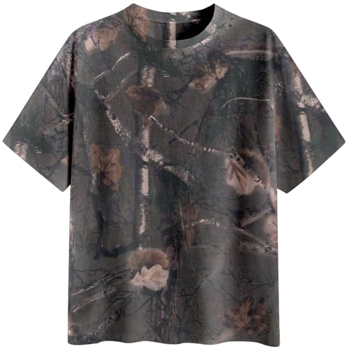 Image of Womens Camo Shirt Oversized Maple Leaf Short Sleeve T Shirts Tops