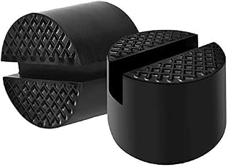 2 Pieces Car Trolley Slotted Jack Rubber Potector Pad Universal Jacking Puck Support Blocks 48mm Diameter,Bearing 3 tons (black)