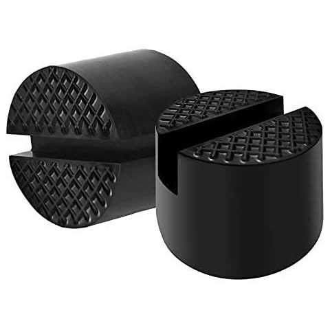2 Pieces Car Trolley Slotted Jack Rubber Potector Pad Universal Jacking Puck Support Blocks 48mm Diameter,Bearing 3 tons (black) Cover