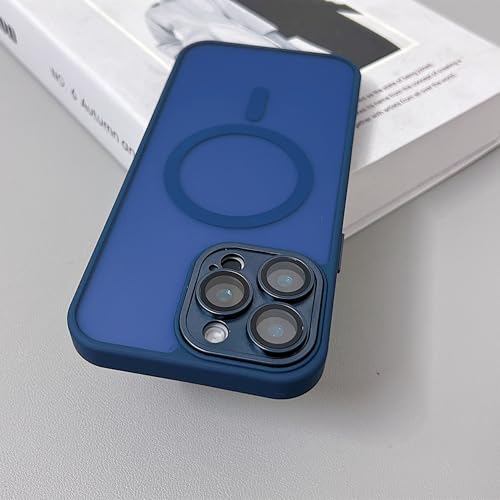 Coque iPhone 14 Pro Max magnétique mate anti-trace bleue antichoc