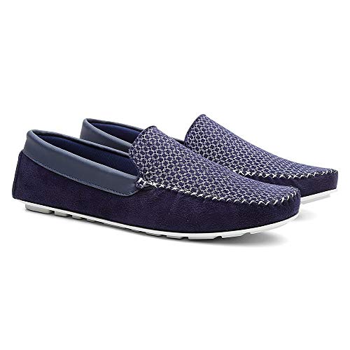 Mocassim Masculino Couro Nobuck Conforto Elegância - Azul/37