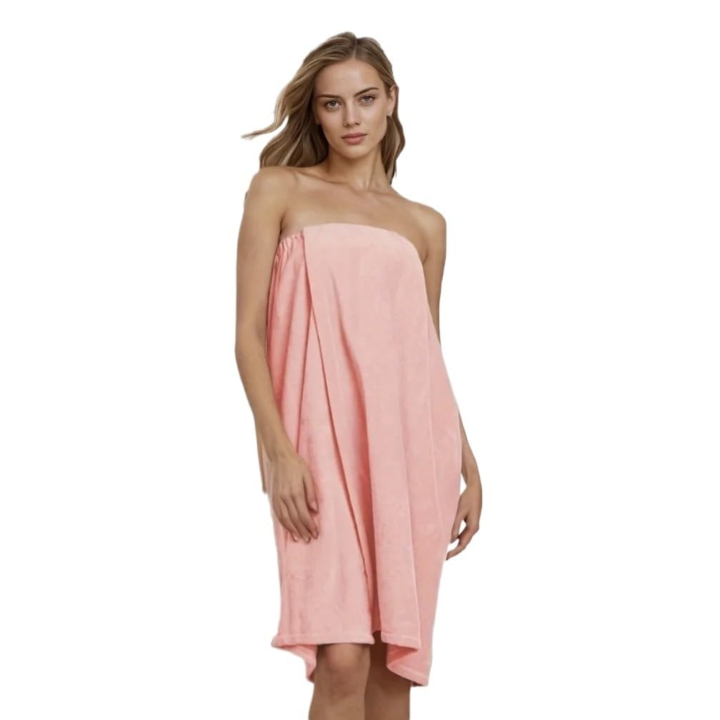XINXIYUAN Soft Quick Dry Bathrobe Wrap Adjustable Towel Dress For Home Travel Spa Beach Swimming Pool(Pink)