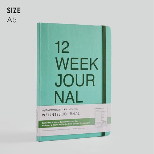 Image of myPAPERCLIP 12 Weeks Wellness Journal | A5 Size, 210 Pages, 80 GSM | 84 Daily, 12 Weekly, 3 Monthly Review Pages | Wellness Log, Mindful Habits, Reflection (Mint)