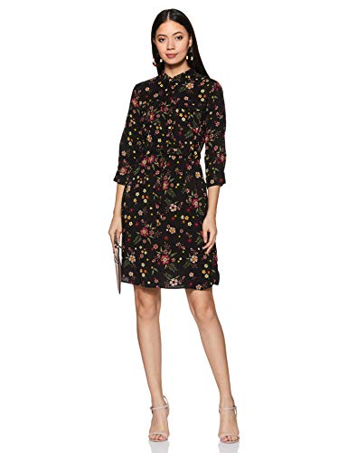 Image of Max Women Polka-Dot Printed Three-Quarter Sleeves Mini Dress