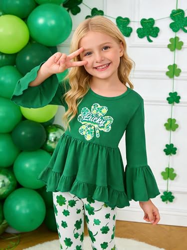Image of Girls 2 Piece Outfits Toddler Girls Leopard Print T-Shirt and Leggings Set School Outfits Girl Clothes Fall Sets