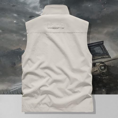 JiXiang Mens Vest Outdoor Workout Lightweight Sleeveless Work Jacket Hiking Travel Breathable Outerwear with Multiple Pockets4