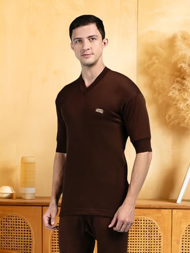Image of Lux Cottswool Men's Pack of 2 Half Sleeves V Neck Thermal Top