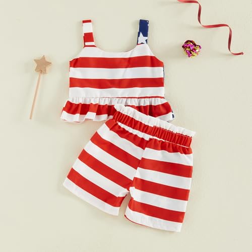 Image of Little Toddler Kids Girl Clothes Set 1-8 Years Summer Outfits Solid Color Tank Tops & Shorts