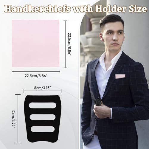 Image of LJBFNN Pocket Squares Handkerchiefs for Men Soft Cotton Mens Womens White Pocket Square with Holder for Suit Wedding Business