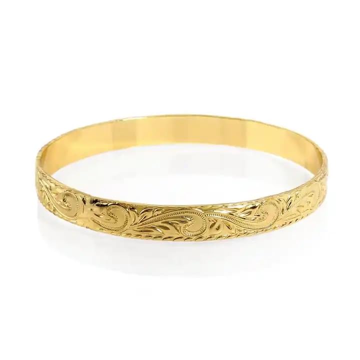 10mm Traditional Oval Gold Hawaiian Heritage Bangle Bracelet