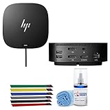 HP G2 USB Type-C Universal Docking Station (USB-C/A, DisplayPort, Ethernet Ports) (5TW13UT) 1-Pack Bundle with Deluxe LCD Screen Cleaning Kit and (6) Electronics Basket Cable Ties