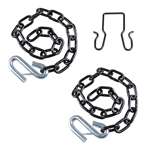 Image of 5 /16 inch x 27 inch Trailer Safety Chain with 3 /8 inch S-Hooks, Grade 30 Heavy Duty Steel, 7,000 lbs Capacity, Black Finish, Rust Resistant Tow Chain for RV, Boat, Utility Trailer with Chain Hanger