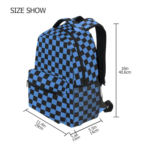 Backpack for Girls Boys, Teenager Bookbag College Rucksack Travel Daypack School Bag Kids Backpack Blue Black Checkered4