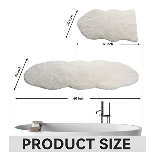 Nymphia Bathroom Rug Runner White Long Bath Mat Absorbent Non-Slip Soft Shaggy Bath Rugs For Bathroom Machine Washable Bathroom Mats Thick Plush Carpet For Shower Room Modern Home Decor 24 X 60 Inch #TOP1