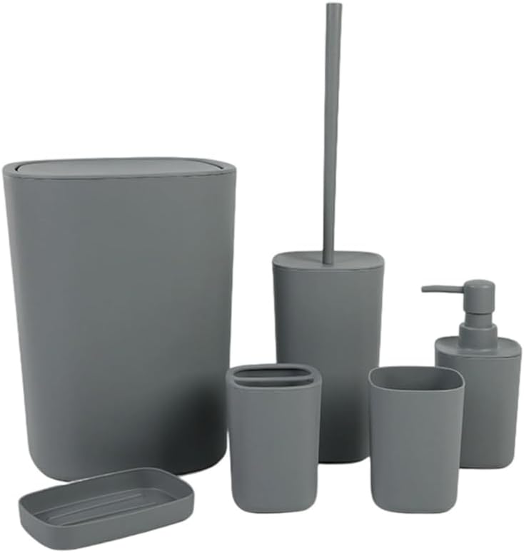 Permanent Plastic Bathroom Planner 6pc Set Toothbrush Owner Waste Container Included
