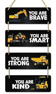 AR Creative Brave, Smart, Strong, Kind - Kids, Living Room And Bedroom, Motivational Quote Wall Hanging For Home Decoration, Inspirational Quotes, MDF Wooden Wall Art, Home, Office Decor, Wall Wood Hanger (15 inch x 11 inch)