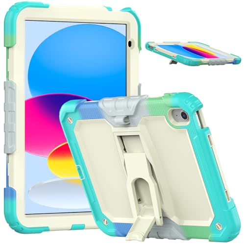 Coque iPad 10e et 11e gen bleu arc-en-ciel parfaite pour dessiner et travailler