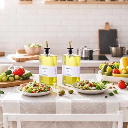 Forhaodejia Glass Multi-Purpose Kitchen Dispenser Set | Universal for Olive Oil, Vinegar, Soy Sauce, with Stainless Steel Pourers,2-Pack Transparent