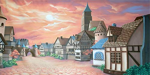 Yeele 20x10ft Vinyl Backdrop for Photography Cartoon Fairy Tale Castle Town Village Street Background Banner Kids Children Photo Booth Shoot Studio Props by Yeele - Used condition - US$47.97