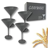 GRAYWARE WHEAT STRAW MARTINI GLASSES (Set of 4) - Unbreakable plastic cocktail glasses perfect for poolside, camping, and more. Eco-friendly materials - Reusable, BPA-Free, and Dishwasher Safe.