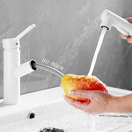 Grifo de lavabo extraíble en latón macizo blanco con mezclador monomando premium 6
