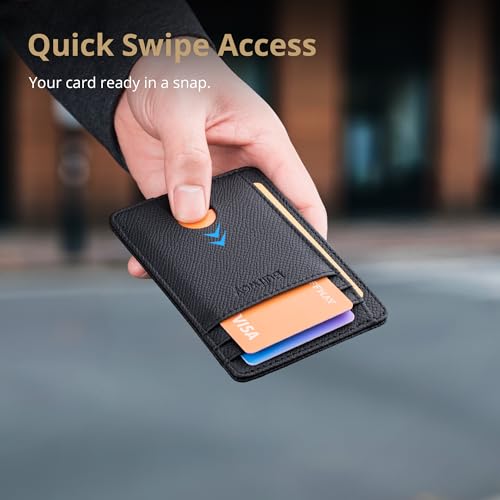 Buffway Slim Minimalist Front Pocket RFID Blocking Leather Wallets for Men and Women - Galaxy Black4