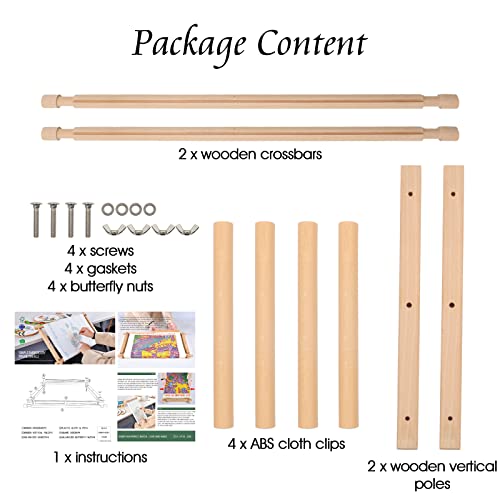 Image of ZOCONE Beech Wood Tapestry Scroll Embroidery Frame, Cross Stitch Frame Holder, 12 inchx21 inch Quilting Frame, Needlepoint Frame, Scroll Frame for Cross Stitch, Needlepoint, Sewing, Embroidery Projects (B)