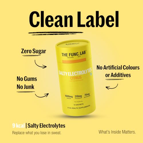 Image of The Func. Lab Daily Electrolytes - Salty Citrus Lemon | 15 Sachets | Instant Hydration Powder with Sodium, Potassium, Magnesium | Sugar-Free, No Preservatives | Instant Energy, Performance & Recovery Drink