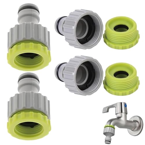 Conector de grifo Gardena de 4 piezas, adaptador de conexión de manguera de jardín, conector de grifo de jardín 2 en 1 de 1/2 pulgada y 3/4 pulgada, conexión de grifo, para riego de jardín (verde)