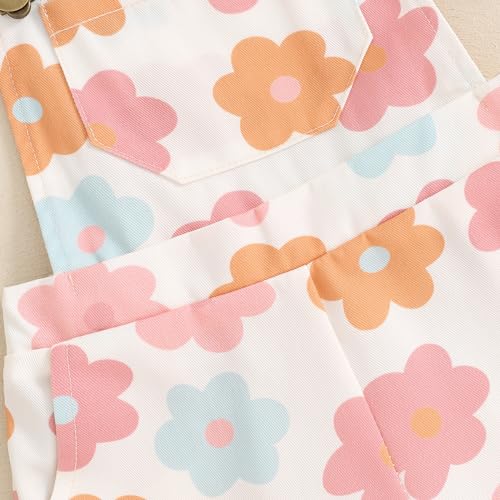 Image of Ayalinggo Toddler Baby Girl Sunflower Print Overalls Shorts with Pocket Suspender Trousers Cute Summer Clothing Outfit