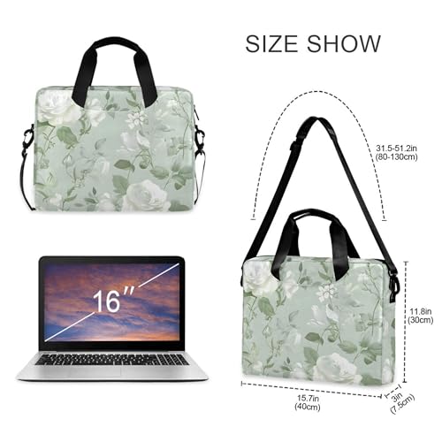 Maletín portátil verde claro con estampado floral para laptop 13-15.6" miniatura 4