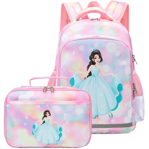 YCBB Kids Backpacks for Girls School Bookbags Set with Lunch Tote Bag Pencil Case Lightweight Cute Mermaid Preschool Kindergarten Elementary School Backpacks