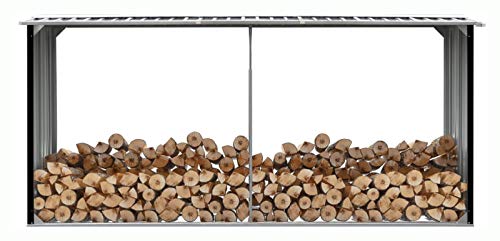 Log Rack & Carrier Accessory, Garden Log Storage Shed Galvanized Steel 129.9\"x36.2\"x60.2\" Anthracite