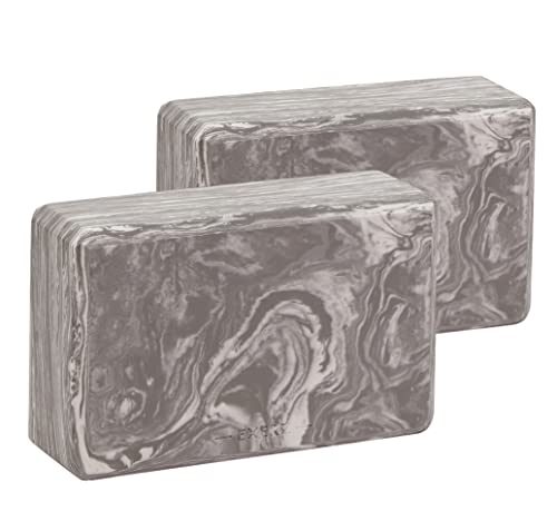 EXERZ Bloques de Yoga - Pack de 2 Ladrillos de Espuma Antideslizantes, Ligeros y Resistentes para Yoga, Pilates,Mármol Negro