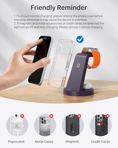 Image of Anlmz 3 in 1 Charging Station for iPhone - Wireless Charger for Apple Products Multiple Devices - Charging Dock Stand for AirPods (for iPhone 17 16e 16 15 14 13 pro 12 11 X Max)