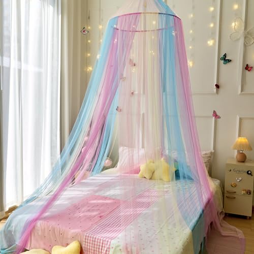 Image of Princess Rainbow Bed Canopy for Girls Bed Net,Princess Canopy for Kids Bed Room Decor (Rainbow)