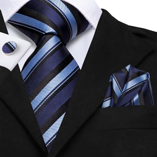 Image of Hi-Tie Men 63inches Tie Set Extra Long Necktie Paisley Tie Pocket Suqare Cufflinks Big and Tall Men Tie
