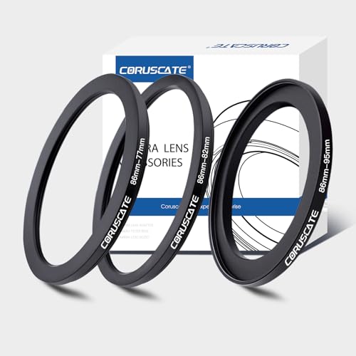 3Pcs 86-82mm/86-77mm/86-95mm Filter Ring Adapter,Metal Step Down Ring for All Brands Camera Accessory(for UV,CPL,ND,Threaded Lens Hood)