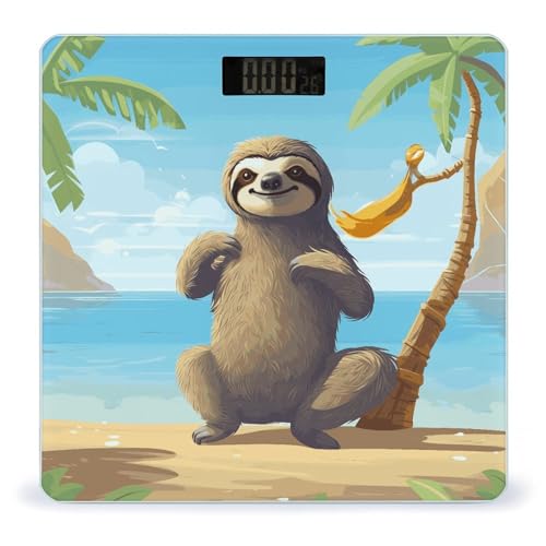 Báscula digital de baño con vidrio templado y pantalla LCD miniatura 1