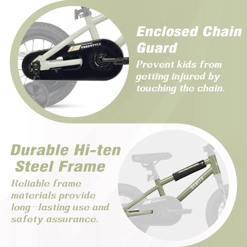 Image of 12 14 16 18 Inch Kids Bike BMX Style Bicycle with Training Wheels Coaster Brake for 2-10 Years Old Toddlers Boys Girls Multiple Colors