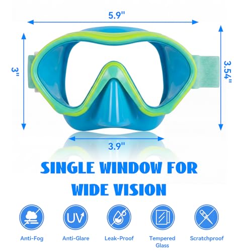Aegend Kids Swim Goggles Snorkel Diving Goggles with Nose Cover for Kids 3-15, Knitted Fabric Strap, Anti-Fog No Leak - image 4