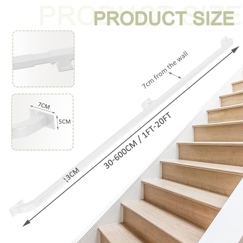Balustres de sécurité pour bar et loft en métal blanc ajustable de 1m à 6m - 4