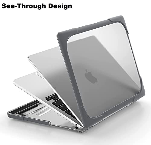 Image of Midkart Kickstand Case Compatible with MacBook Air 13.6 inch M5 M4 M3 M2 Release 2026-2022 A3449 A3240 A3113 A2681 Heavy Duty Hard Shell Shockproof Protecive Cover for MacBook Air 13 inch Case, Grey