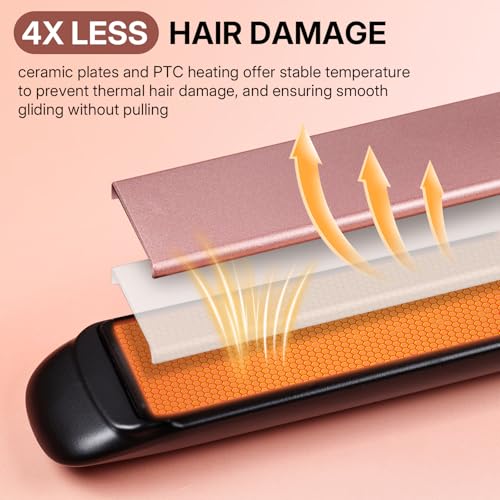 Image of Creamily 1 Inch Hair Straightener Iron , Professional Ceramic Flat Iron Hair Straightener and Curler 2 in 1 with 20s Fast Heating, Lcd Display & Auto Shut-Off, 6 Adjustable Temp for Less Frizz, Shines and Smooth, Styling Tools