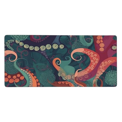 Tapis de souris abstrait pieuvre grand format pour ordinateur portable