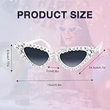 Filsliy Birthday Sunglasses Women Sparkly Rhinestone Fancy Dress Eyewear Novelty Party Glasses White Crystal Cat Eye Shades for 18th 21st 30th Celebrations Photo Booth Props Decoration Accessories - Image 2