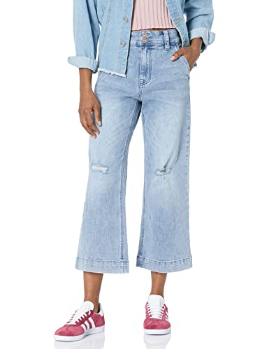 dollhouse Women's Double Button Wide Leg Jeans