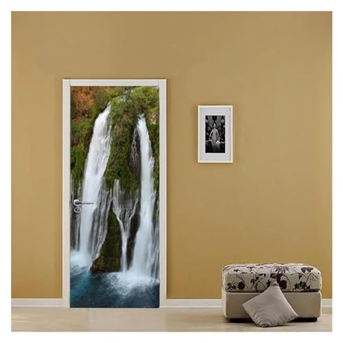 Décoration de maison avec poster de porte cascade auto-adhésif et imperméable 77x200cm