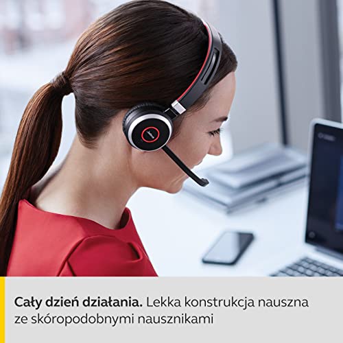 Jabra 6599-823-399 Biznesowy Zestaw Słuchawkowy do Prowadzenia Rozmów Telefonicznych, Czarny/Czerwony